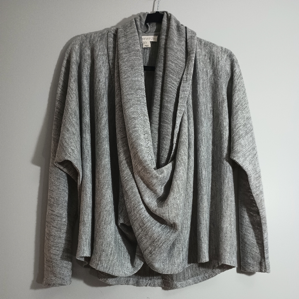 Forever 21 Charcoal Crossed Front Draped Cardigan‎ S